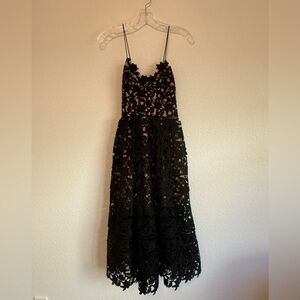 Self-Portrait Black Lace Midi Dress 0